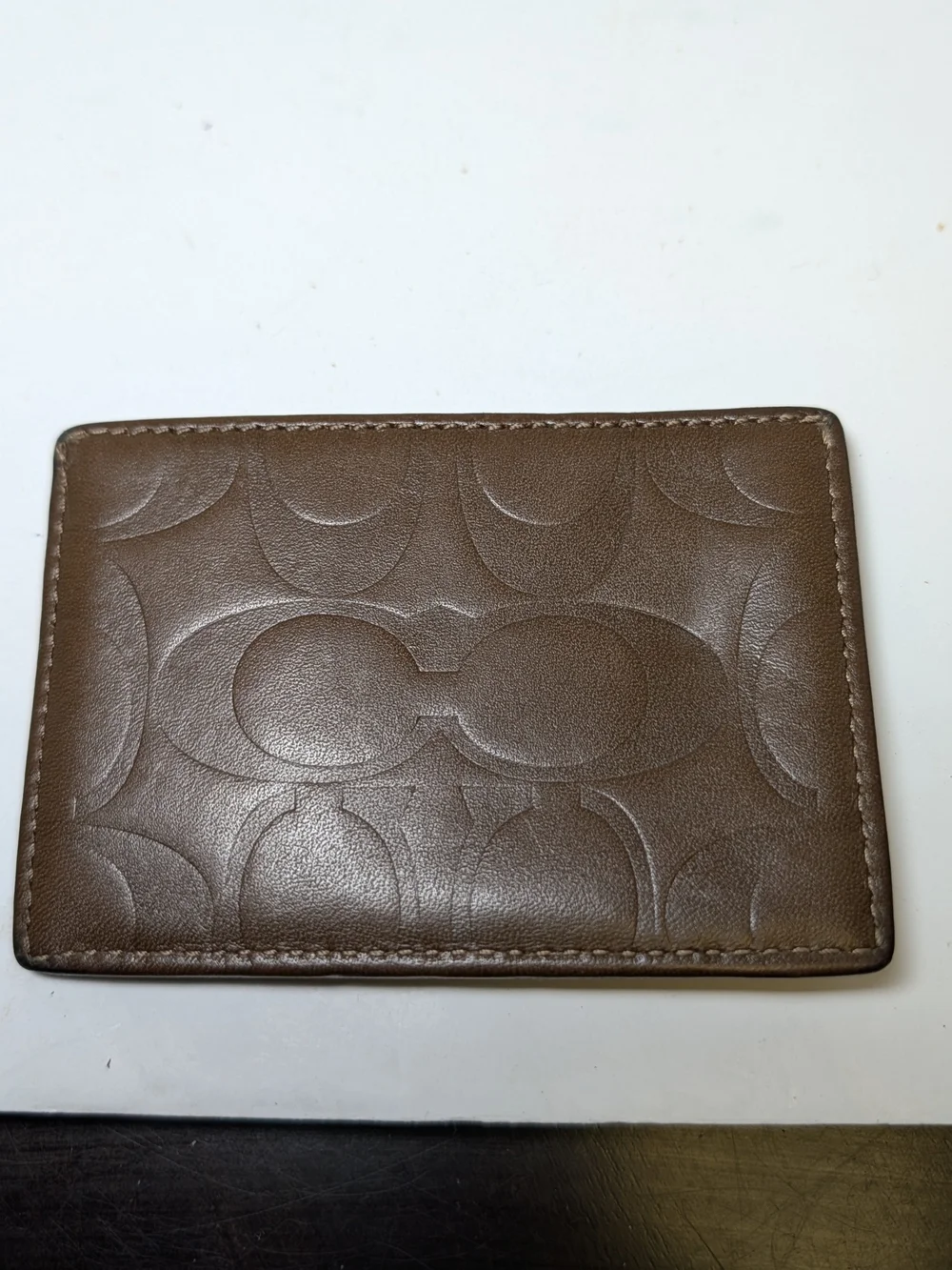 Coach Brown Embossed Leather Card Sleeve